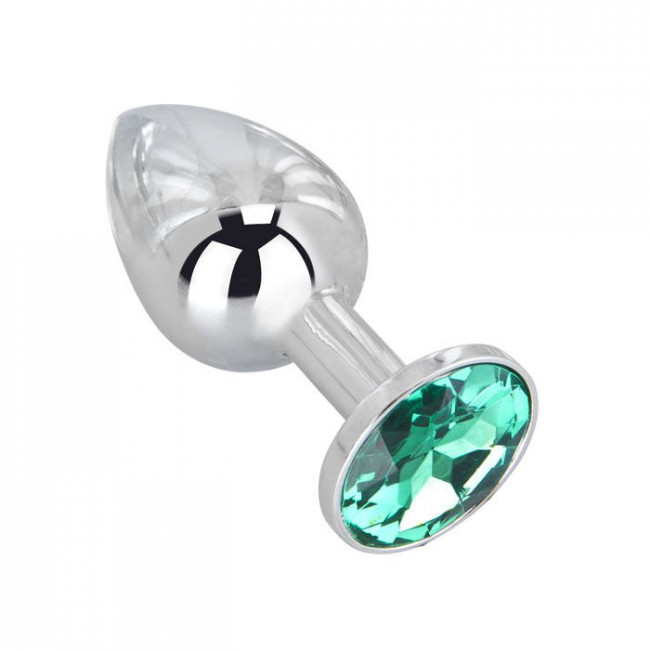 Мини-плаг из стали с зеленым кристаллом Green Lime - 6,5 см., Erotic Fantasy