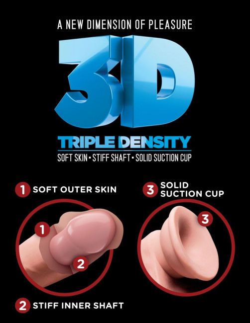 Телесный фаллоимитатор на присоске 8" Triple Density Fat Cock with Balls  - 24,1 см.