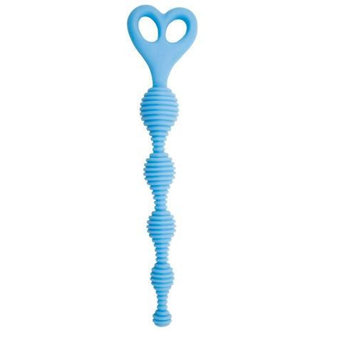 Голубая анальная цепочка с рёбрышками Climax Anal Silicone Stripes - 20,3 см., Topco Sales