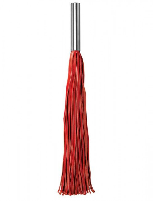 Красная плётка Leather Whip Metal Long - 49,5 см., Shots Media BV