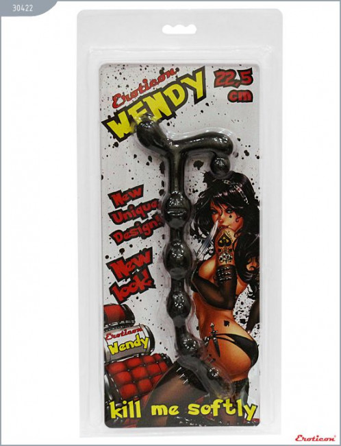 Чёрная анальная цепочка Wendy - 22,5 см., Eroticon Чёрная анальная цепочка Wendy - 22,5 см., Eroticon