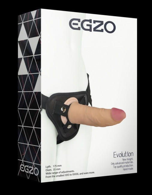 Страпон harness со съемной насадкой - 17,5 см., EGZO