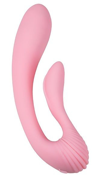 Розовый вибромассажёр G-wave с гибким клиторальным отростком - 18 см., Adrien Lastic