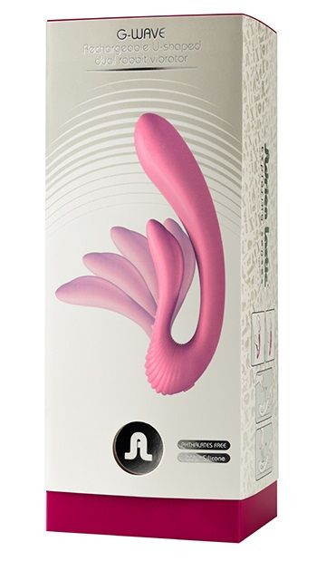 Розовый вибромассажёр G-wave с гибким клиторальным отростком - 18 см., Adrien Lastic