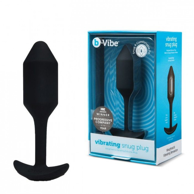 Чёрная пробка для ношения с вибрацией Snug Plug 2 - 11,4 см., b-Vibe Чёрная пробка для ношения с вибрацией Snug Plug 2 - 11,4 см., b-Vibe