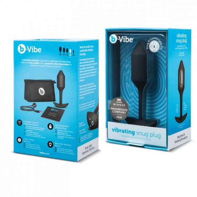 Чёрная пробка для ношения с вибрацией Snug Plug 2 - 11,4 см., b-Vibe Чёрная пробка для ношения с вибрацией Snug Plug 2 - 11,4 см., b-Vibe
