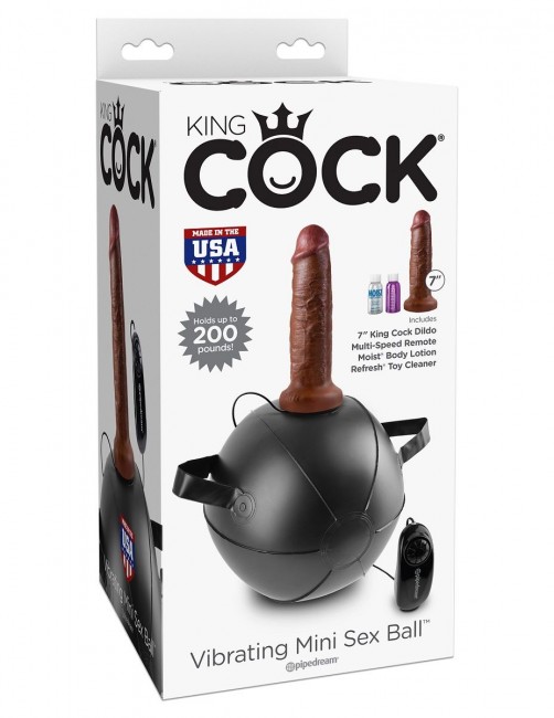 Мини-мяч с фаллической насадкой коричневого цвета и вибрацией Vibrating Mini Sex Ball with 7" Dildo - 17,7 см., Pipedream