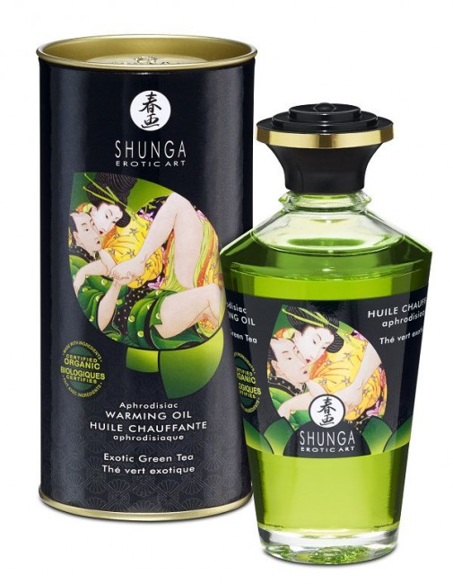 Массажное интимное масло с ароматом зелёного чая - 100 мл., Shunga