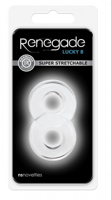 Прозрачное эрекционное кольцо с подхватом мошонки Lucky 8, NS Novelties