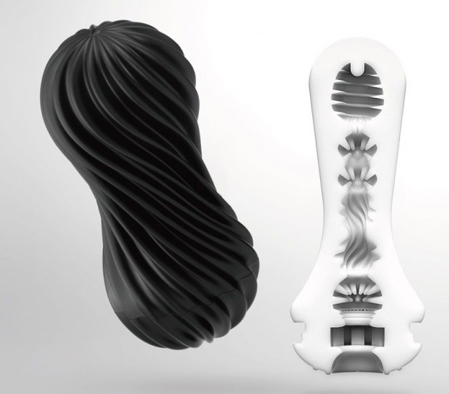 Мастурбатор FLEX Rocky Black с плотным рельефом, Tenga