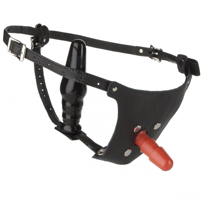 Мужской страпон Vac-U-Lock Set Leather Ultra Harness - 17,8 см., Doc Johnson Мужской страпон Vac-U-Lock Set Leather Ultra Harness - 17,8 см., Doc Johnson