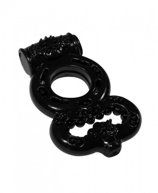 Чёрное эрекционное кольцо Rings Treadle с подхватом, Lola toys
