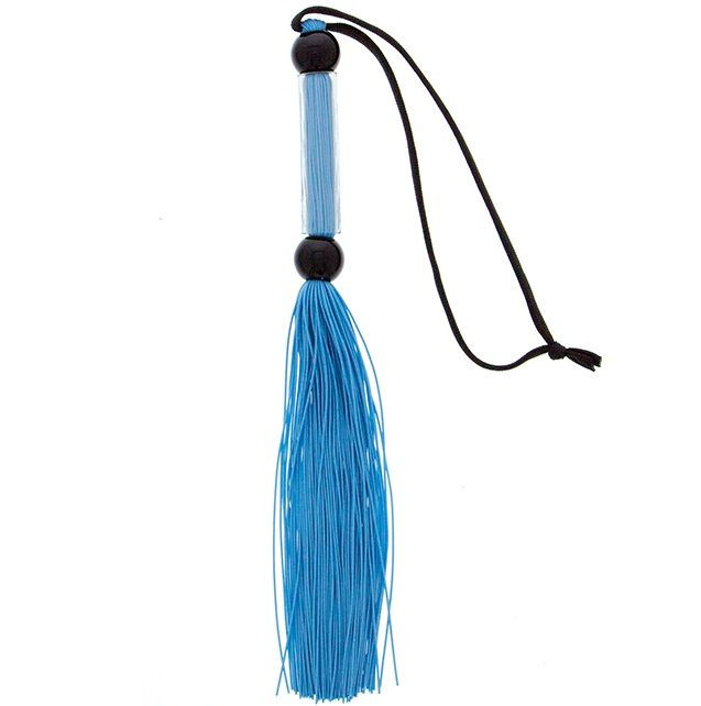 Голубая мини-плеть из силикона и акрила SILICONE FLOGGER WHIP - 25,6 см., Blush Novelties