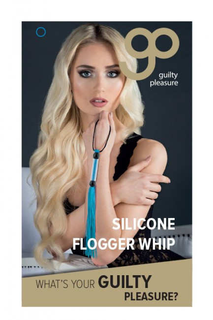 Голубая мини-плеть из силикона и акрила SILICONE FLOGGER WHIP - 25,6 см., Blush Novelties