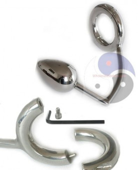 Разборное эрекционное кольцо с анальным плагом 2-Pcs Ring with Egg Asslock, House of steel