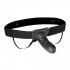 Чёрный полый страпон с вибрацией Unisex Vibrating Hollow Strap-On - 14 см., Lux Fetish