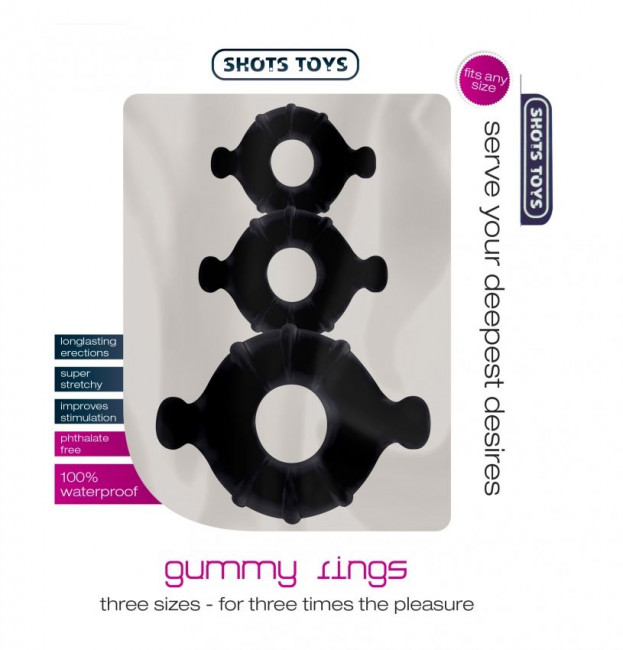 Набор из 3 эрекционных колец Gummy Ring Set, Shots Media BV