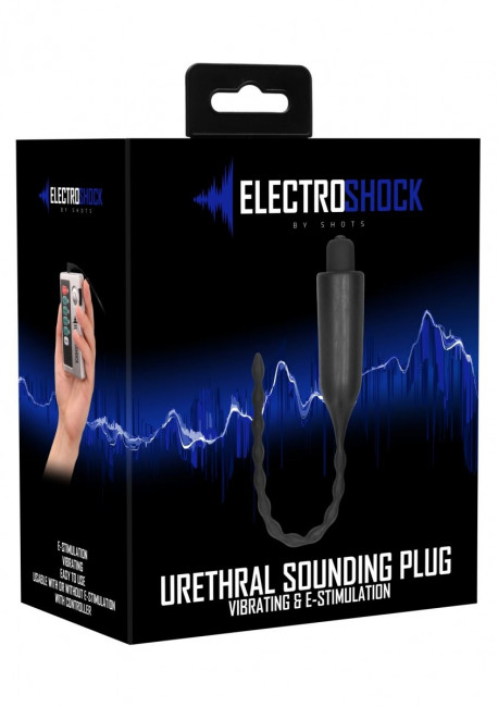 Черный стимулятор уретры с вибрацией и электростимуляцией Urethral Sounding Plug Черный стимулятор уретры с вибрацией и электростимуляцией Urethral Sounding Plug
