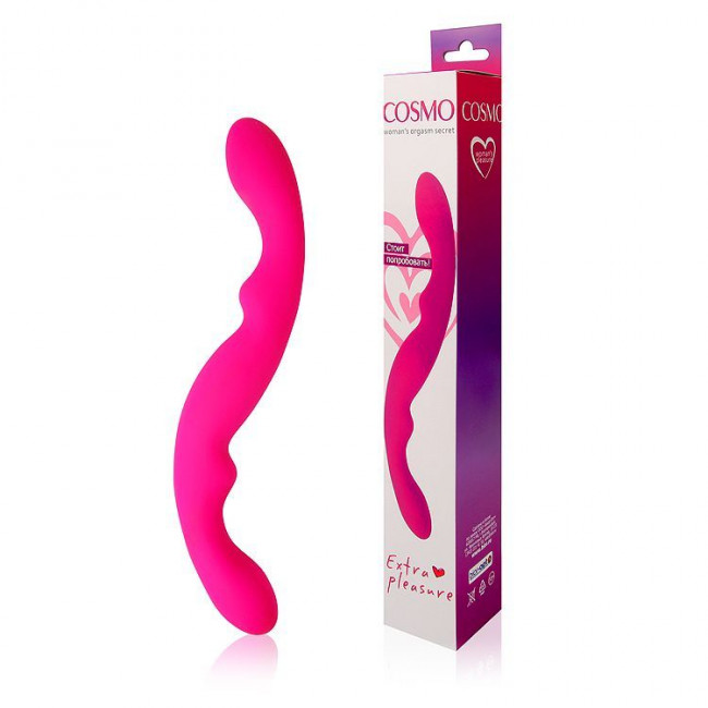 Изогнутый розовый двусторонний фаллоимитатор Cosmo - 27 см., Bior toys Изогнутый розовый двусторонний фаллоимитатор Cosmo - 27 см., Bior toys