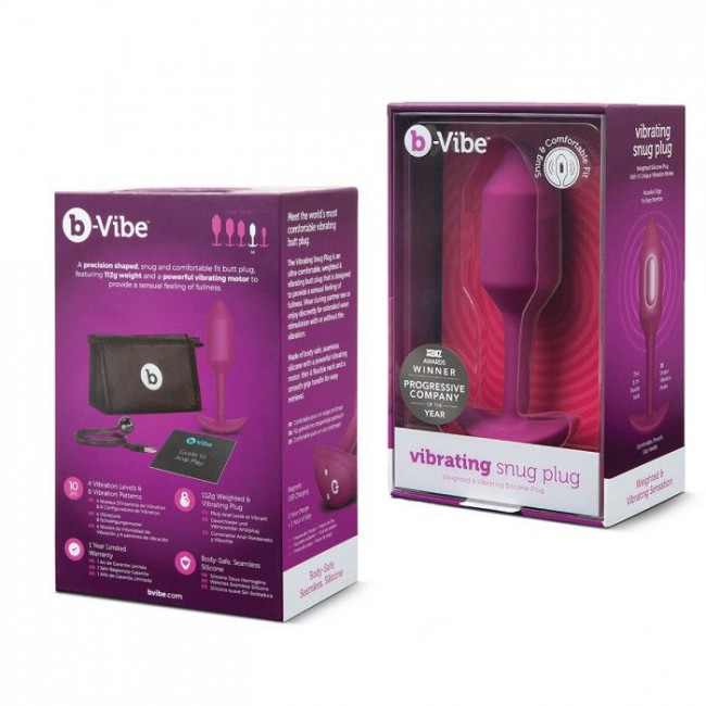 Розовая пробка для ношения с вибрацией Snug Plug 2 - 11,4 см., b-Vibe Розовая пробка для ношения с вибрацией Snug Plug 2 - 11,4 см., b-Vibe