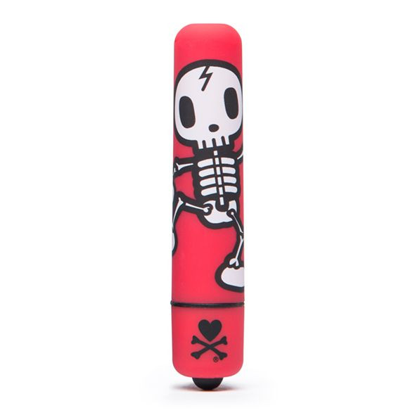Красная вибропуля с забавным принтом MINI BULLET VIBRATOR JOLLY ROGER, Tokidoki