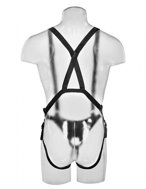 Страпон-система с чёрной насадкой 12" Hollow Strap-On Suspender System - 30 см., Pipedream