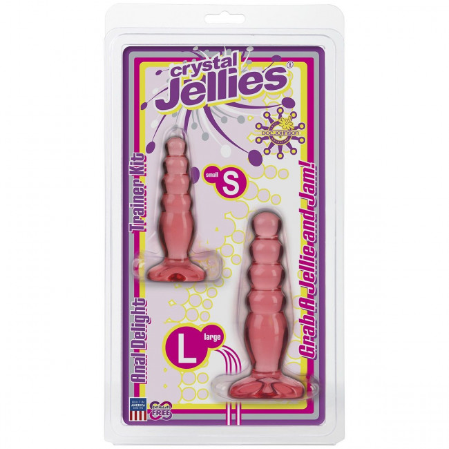Набор из двух розовых анальных втулок Crystal Jellies Anal Trainer Kit, Doc Johnson