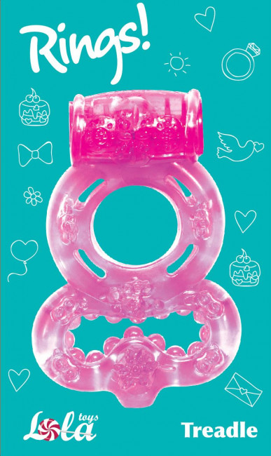 Розовое эрекционное кольцо Rings Treadle с подхватом, Lola toys