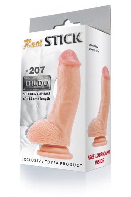 Фаллоимитатор RealStick  #207 с присоской на основании - 19 см., ToyFa