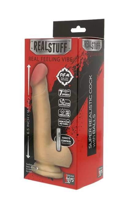 Реалистичный вибромассажёр на присоске REALSTUFF 6.5INCH VIBRATOR - 16,5 см., Dream Toys