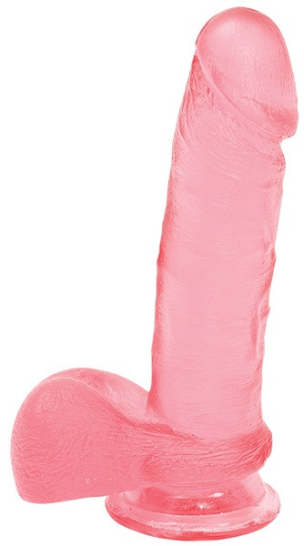 Розовый гелевый фаллос CRYSTAL JELLIES - 18 см., Doc Johnson