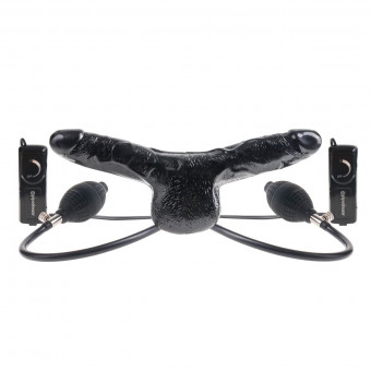 Двухголовый вибромассажер с расширением Inflatable Vibrating Double Delight  - 35,5 см., Pipedream