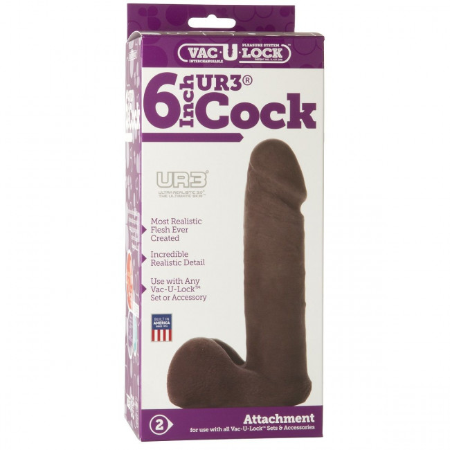 Коричневая насадка Vac-U-Lock 6" ULTRASKYN Cock - 17,3 см., Doc Johnson