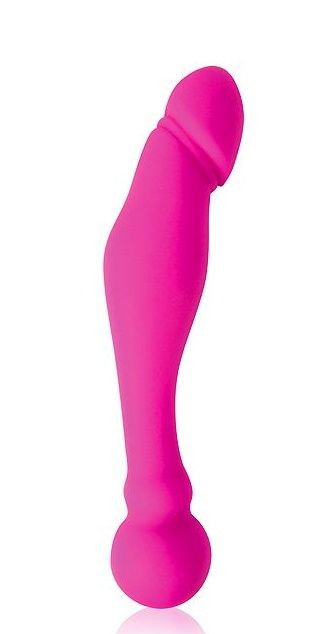 Двусторонний изогнутый розовый фаллоимитатор - 18 см., Bior toys Двусторонний изогнутый розовый фаллоимитатор - 18 см., Bior toys
