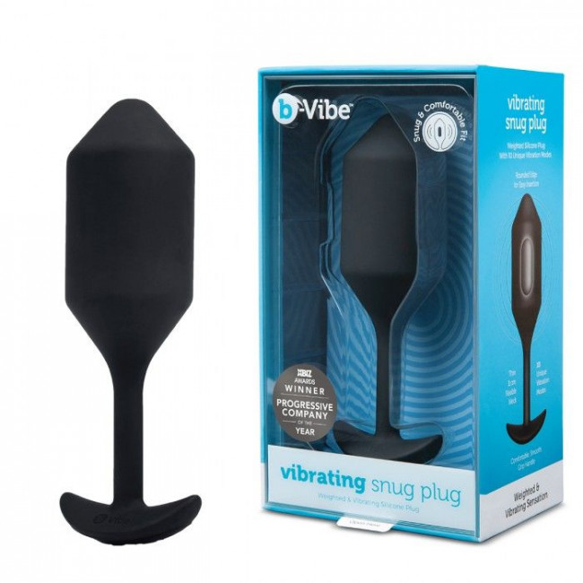 Черная пробка для ношения с вибрацией Snug Plug 4 - 14 см., b-Vibe