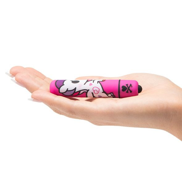 Розовая вибропуля с веселым принтом MINI BULLET VIBRATOR PINK UNICORN, Tokidoki