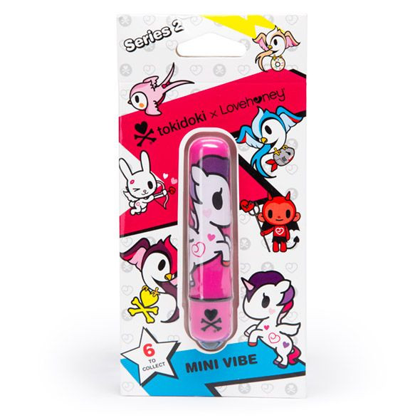 Розовая вибропуля с веселым принтом MINI BULLET VIBRATOR PINK UNICORN, Tokidoki