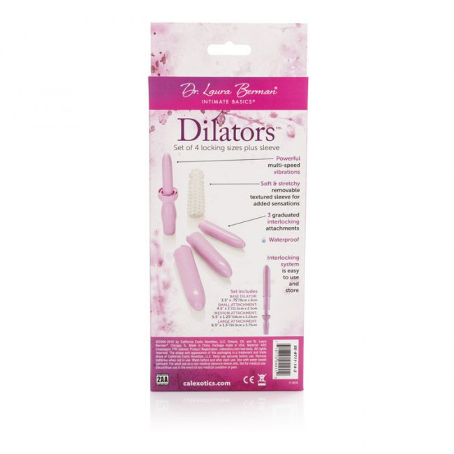 Фиолетовый вибратор с насадками Dr. Laura Berman Dilators Set Of 4 Locking Sizes Plus Sleeve, California Exotic Novelties
