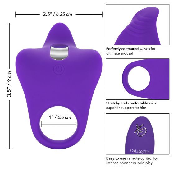 Фиолетовое перезаряжаемое эрекционное кольцо Silicone Remote Orgasm Ring, California Exotic Novelties