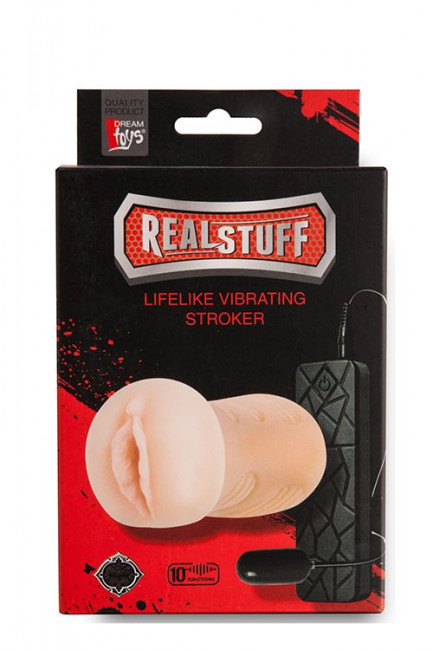 Мастурбатор-вагина REALSTUFF VIBRATING MASTURBATOR PUSSY с виброяйцом на пульте, Dream Toys