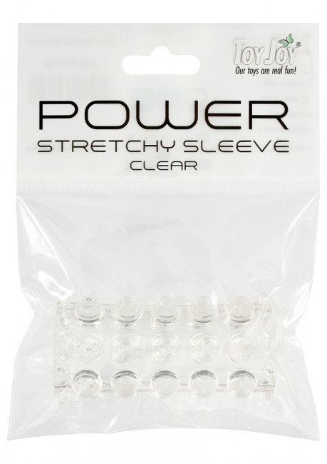 Прозрачная рельефная насадка POWER STRETCHY, Toy Joy