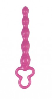 Розовая анальная цепочка Clover Anal Rod - 18 см., Seven Creations