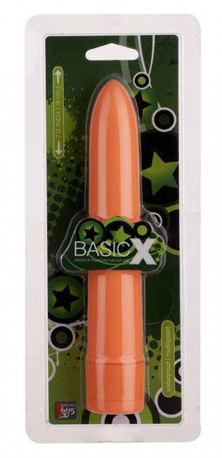Оранжевый классический вибромассажёр BASICX MULTISPEED VIBRATOR ORANGE 7INCH - 18 см., Dream Toys