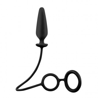 Чёрное эрекционное кольцо с подхватом и анальным стимулятором MENZSTUFF 3.5INCH DOUBLE RING ANAL PLUG, Dream Toys