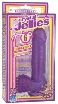 Фиолетовый гелевый фаллос CRYSTAL JELLIES - 18 см., Doc Johnson