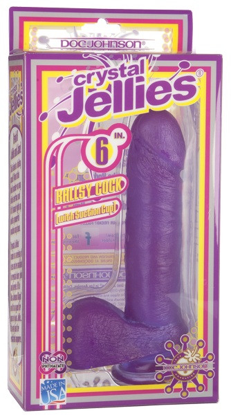 Фиолетовый гелевый фаллос CRYSTAL JELLIES - 18 см., Doc Johnson