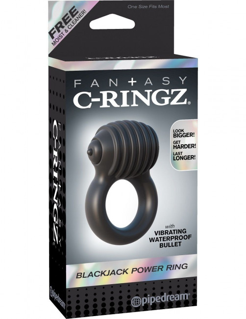 Чёрное эрекционное виброкольцо Blackjack Power Ring, Pipedream Чёрное эрекционное виброкольцо Blackjack Power Ring, Pipedream