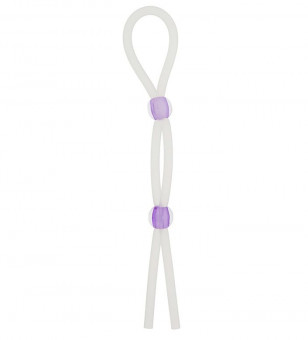 Прозрачное эрекционное кольцо-лассо SILICONE LASSO COCK RING DUAL BEADS, NMC