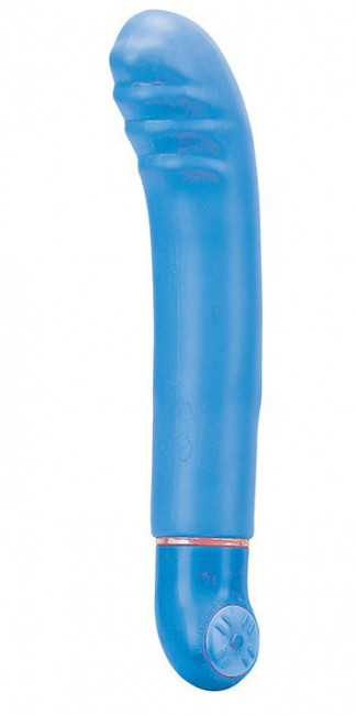 Синий вибратор с ребристой головкой PURE 8 G-SPOT BLUE - 20 см., Seven Creations