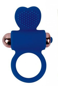 Синее эрекционное виброкольцо с сердечком, Bior toys